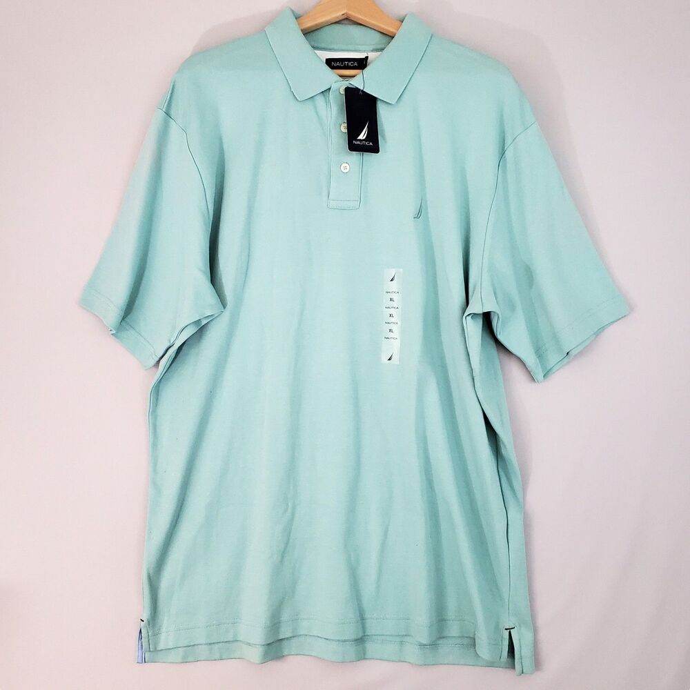 Nautica Men's Polo Shirt XL Classic Fit Aqua Ocean Beach Preppy Casual